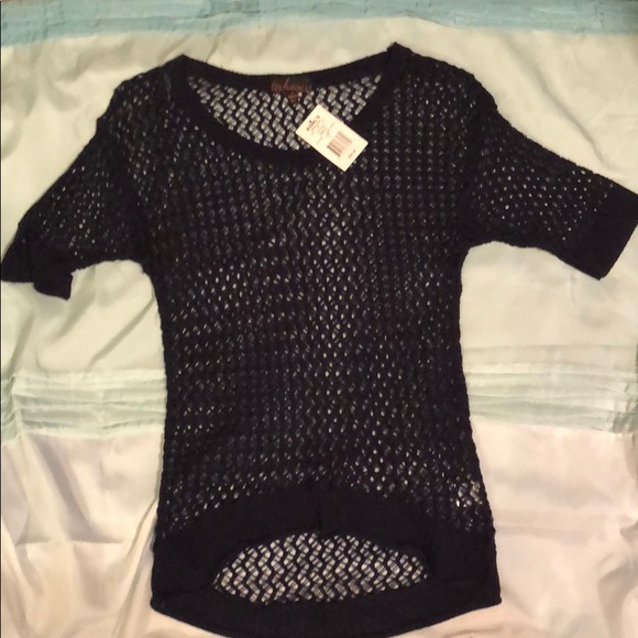 Takeout Tops - Takeout Navy Net Top NWT Size S